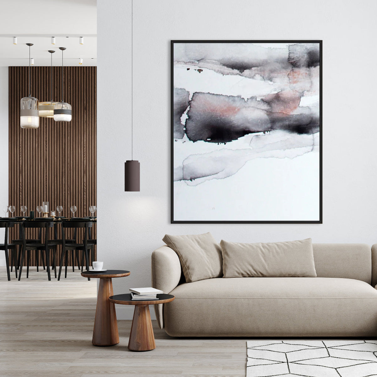 Abstract Black and White Oil Painting for Modern Home Decor