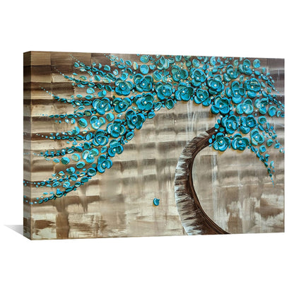 Tranquil Blue Water Tree Oil Painting for Elegant Home Decor