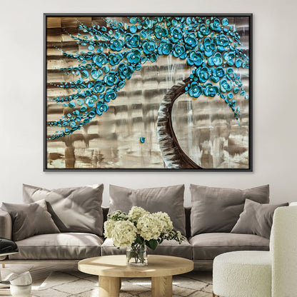 Tranquil Blue Water Tree Oil Painting for Elegant Home Decor