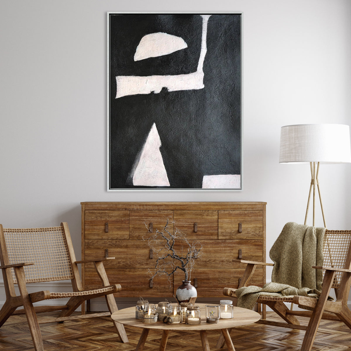 Abstract Black and White Oil Painting for Modern Home Decor and Art Enthusiasts