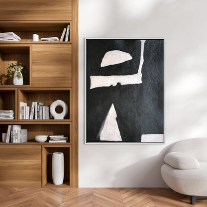 Abstract Black and White Oil Painting for Modern Home Decor and Art Enthusiasts