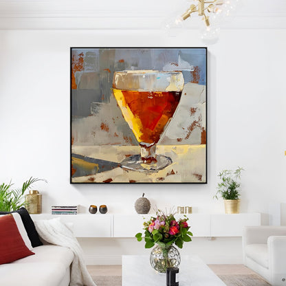 Vibrant Golden Ale Oil Painting for Modern Home Decor