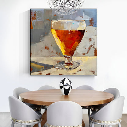 Vibrant Golden Ale Oil Painting for Modern Home Decor