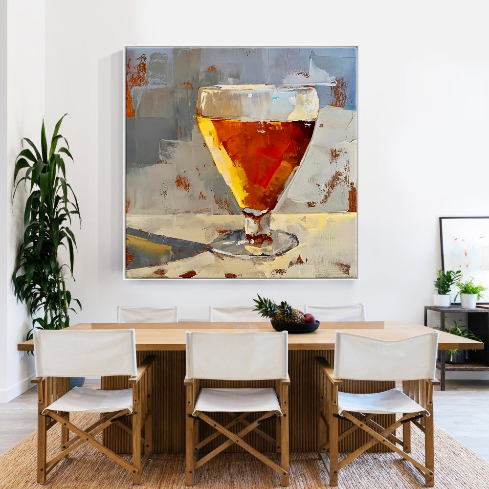 Vibrant Golden Ale Oil Painting for Modern Home Decor