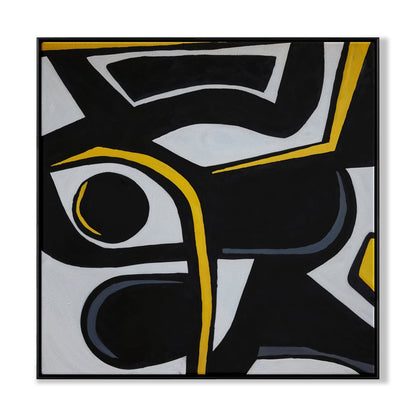 Abstract Black Sparrow Oil Painting with Bold Lines and Modern Elegance