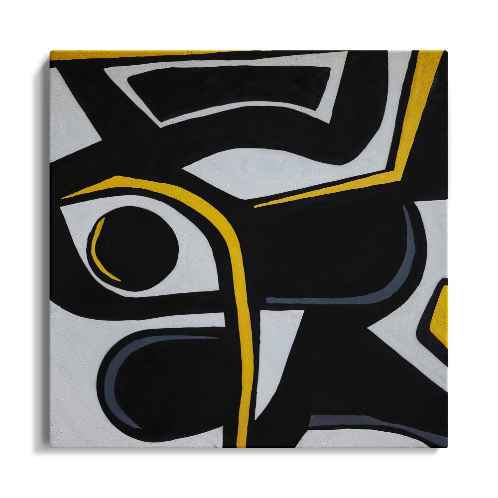 Abstract Black Sparrow Oil Painting with Bold Lines and Modern Elegance