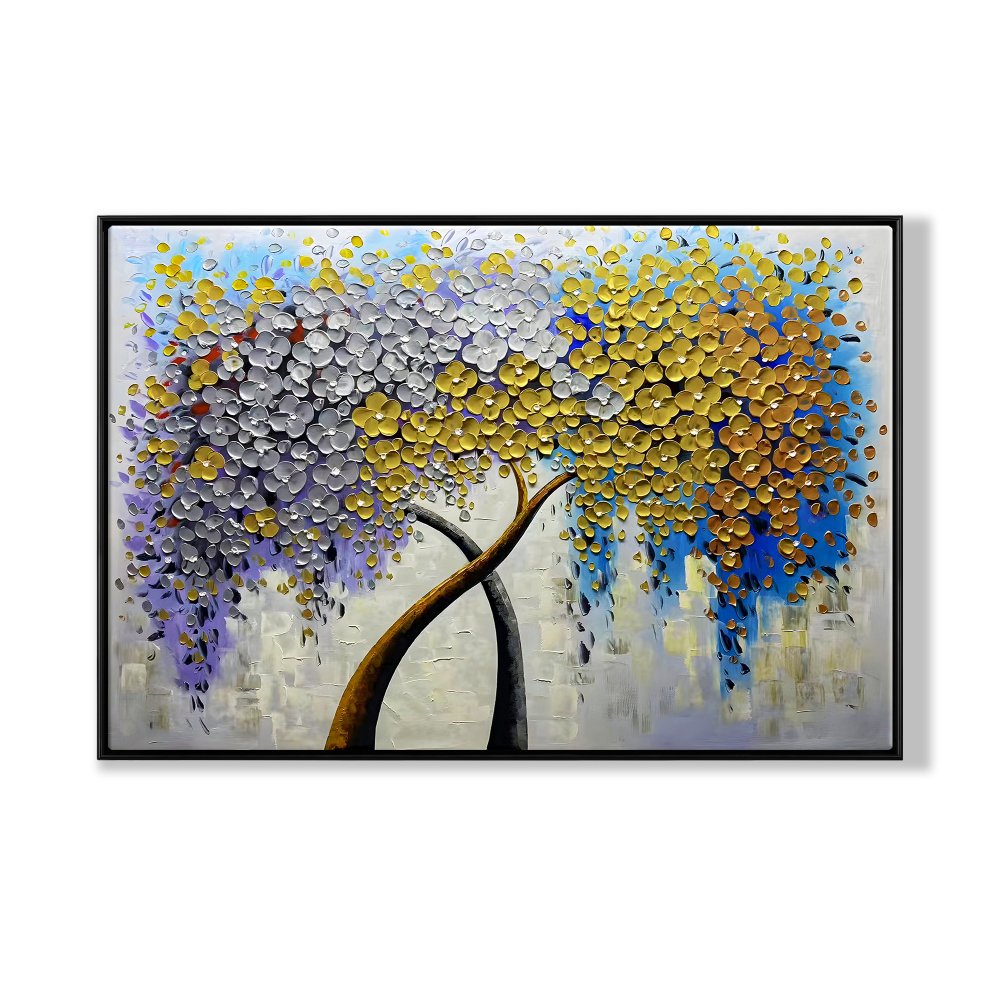 Vibrant Duality Tree Oil Painting for Modern Home Décor