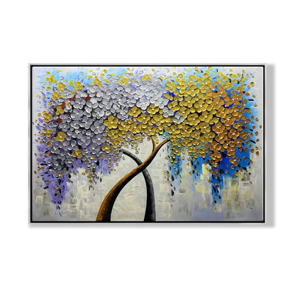 Vibrant Duality Tree Oil Painting for Modern Home Décor