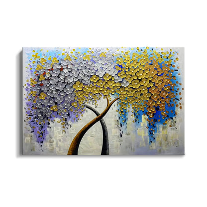 Vibrant Duality Tree Oil Painting for Modern Home Décor