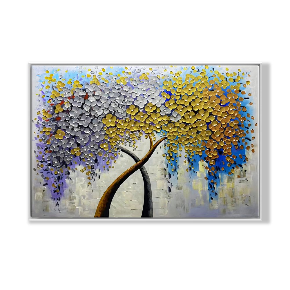 Vibrant Duality Tree Oil Painting for Modern Home Décor