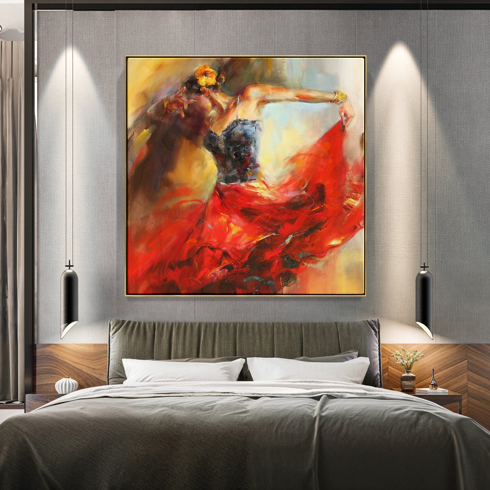 fitted lace wedding dress Passion - Figurative Flamenco Woman Dancer Painting