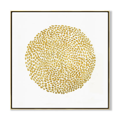 Radiant Gold Circle Abstract Oil Painting for Modern Home Decor