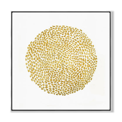 Radiant Gold Circle Abstract Oil Painting for Modern Home Decor