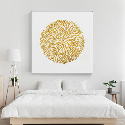 Radiant Gold Circle Abstract Oil Painting for Modern Home Decor