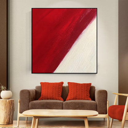 Vibrant Abstract Red Field Oil Painting for Modern Home Decor