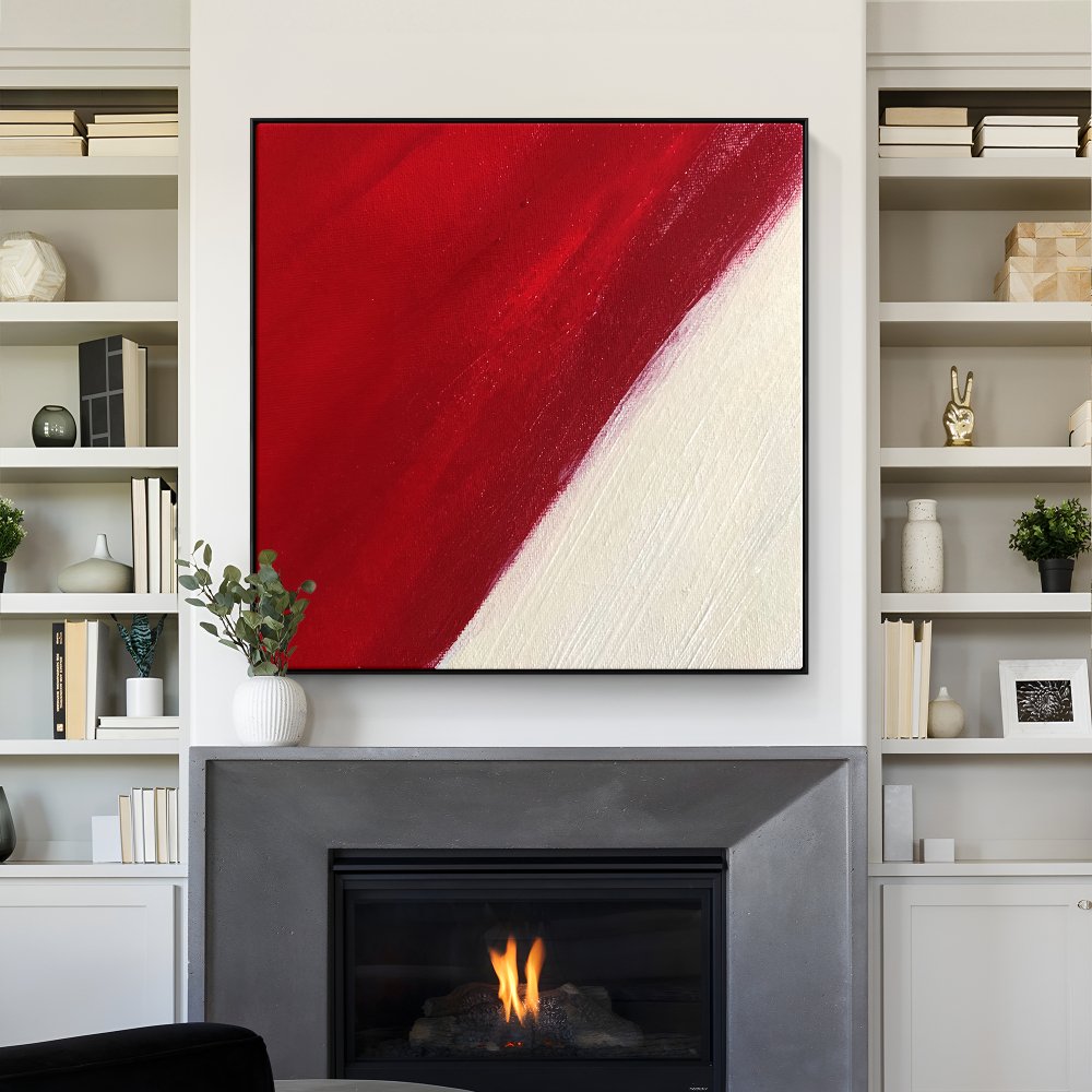 Vibrant Abstract Red Field Oil Painting for Modern Home Decor