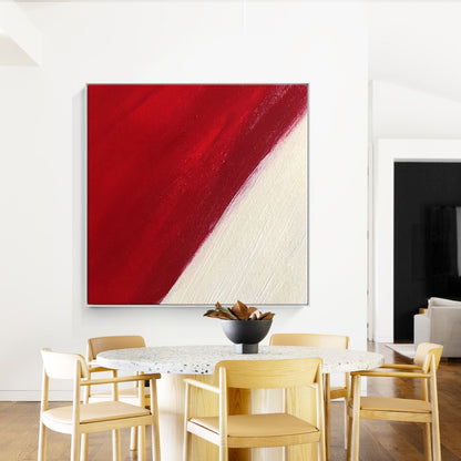 Vibrant Abstract Red Field Oil Painting for Modern Home Decor