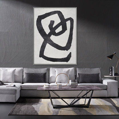 Abstract Black and White Oil Painting for Modern Home Décor