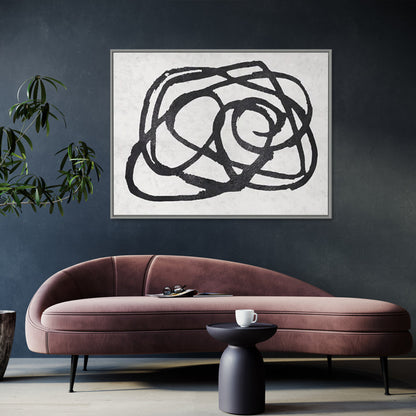 Abstract Black and White Composition - Modern Oil Painting for Contemporary Spaces