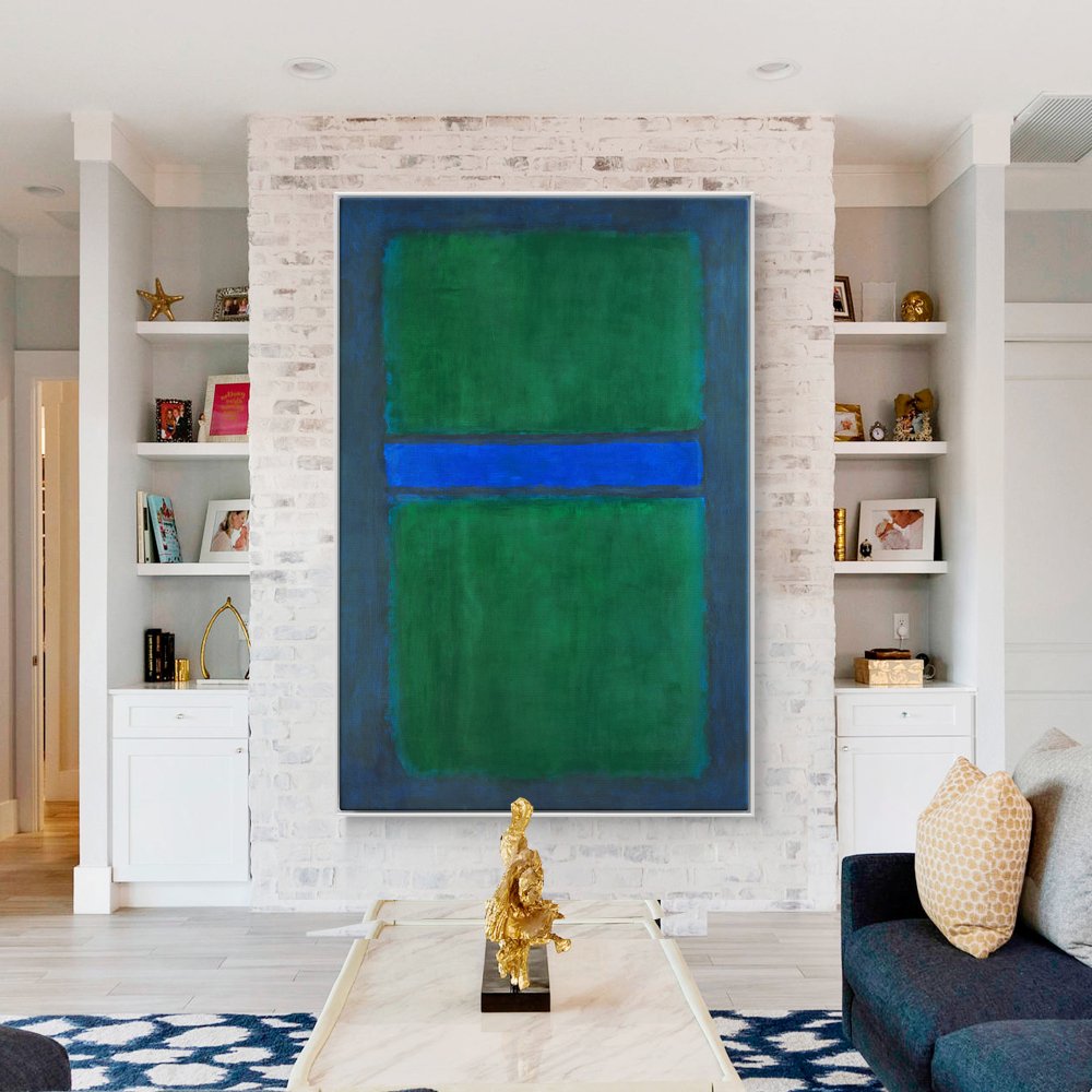 Abstract Green and Blue Oil Painting for Modern Home Decor