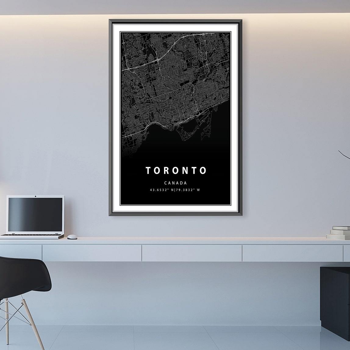 Toronto Black Map Art Print - Modern Cityscape Canvas for Home Decor