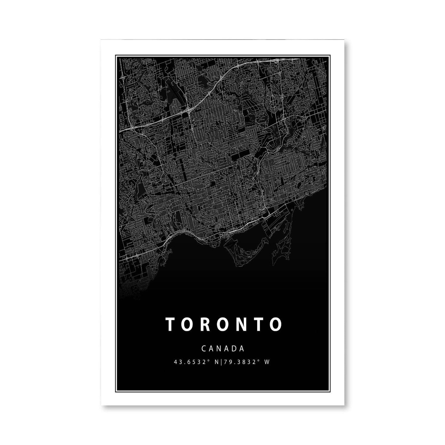 Toronto Black Map Art Print - Modern Cityscape Canvas for Home Decor