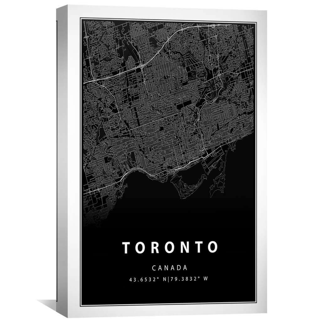 Toronto Black Map Art Print - Modern Cityscape Canvas for Home Decor