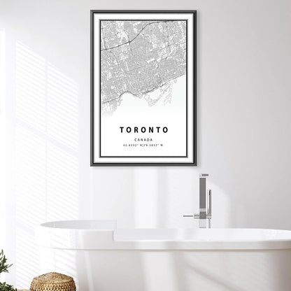 Toronto Map Art - Elegant Black and White Canvas for Modern Home Decor