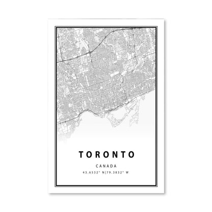 Toronto Map Art - Elegant Black and White Canvas for Modern Home Decor