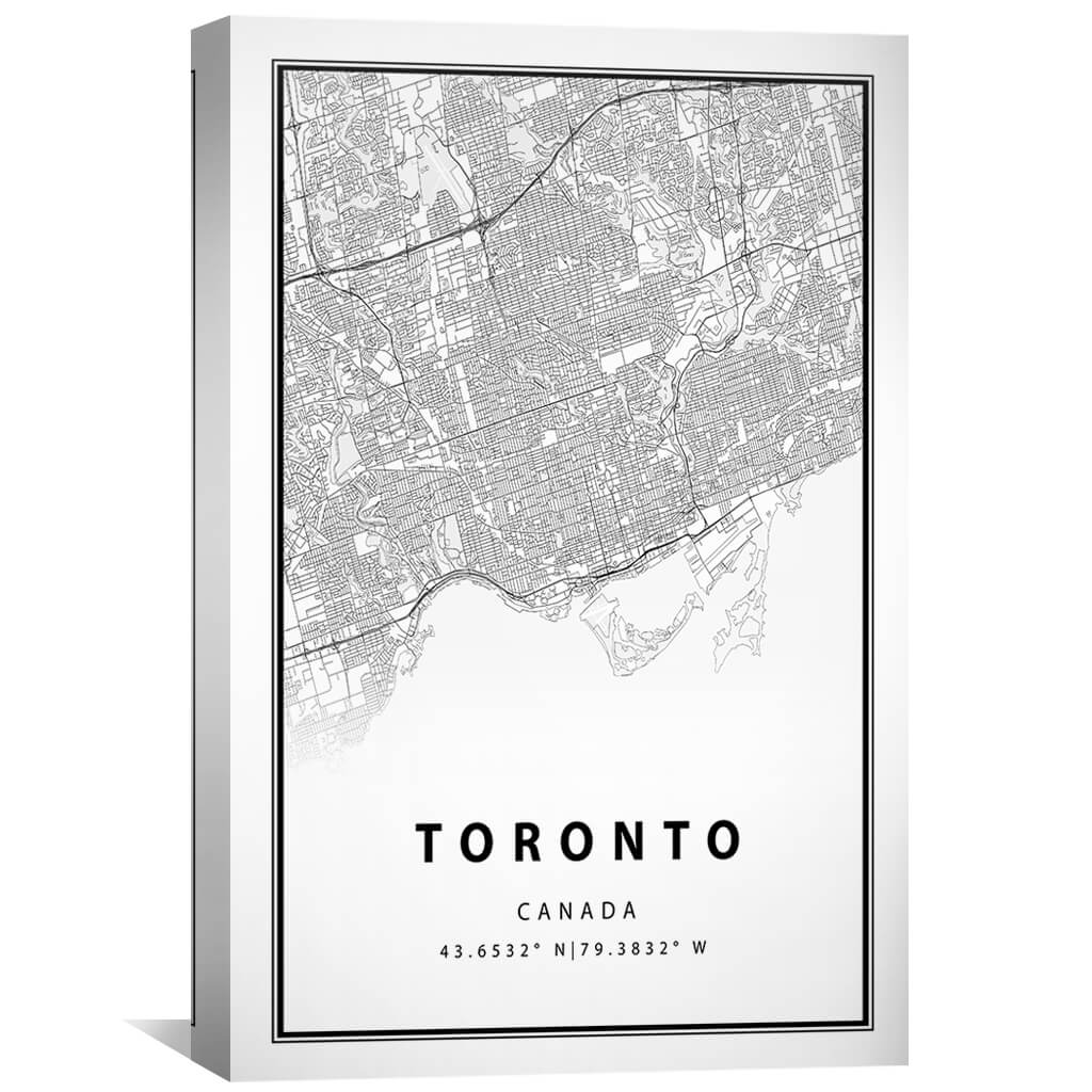 Toronto Map Art - Elegant Black and White Canvas for Modern Home Decor