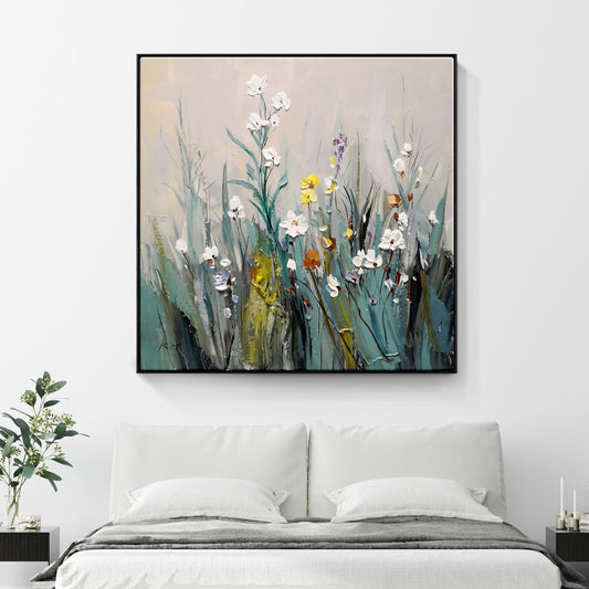 Vibrant Spring Blossoms: Colorful Floral Oil Painting for Home Décor