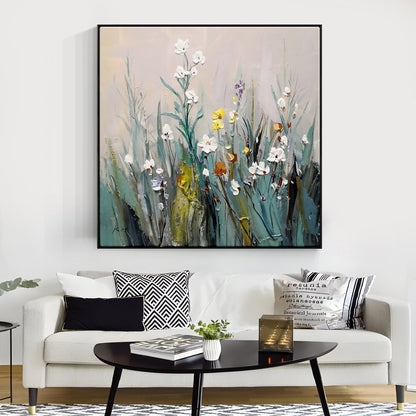 Vibrant Spring Blossoms: Colorful Floral Oil Painting for Home Décor