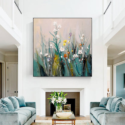 Vibrant Spring Blossoms: Colorful Floral Oil Painting for Home Décor