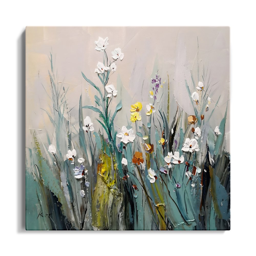Vibrant Spring Blossoms: Colorful Floral Oil Painting for Home Décor