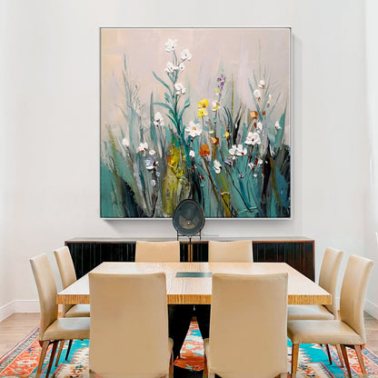 Vibrant Spring Blossoms: Colorful Floral Oil Painting for Home Décor