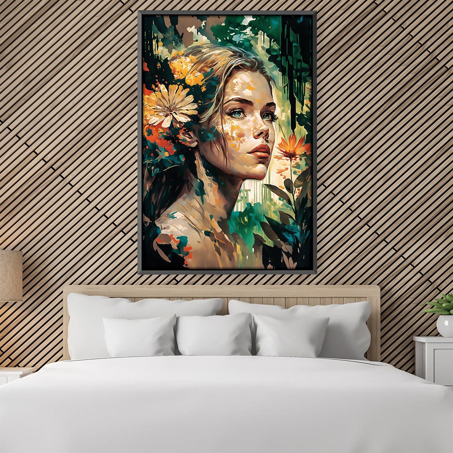 Serene Floral Portrait - Vibrant Oil Painting for Home Decor