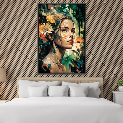Serene Floral Portrait - Vibrant Oil Painting for Home Decor