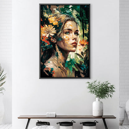 Serene Floral Portrait - Vibrant Oil Painting for Home Decor