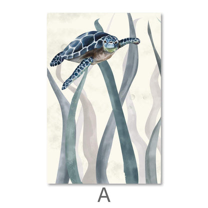 Serene Sea Turtles Oil Painting for Coastal Home Decor