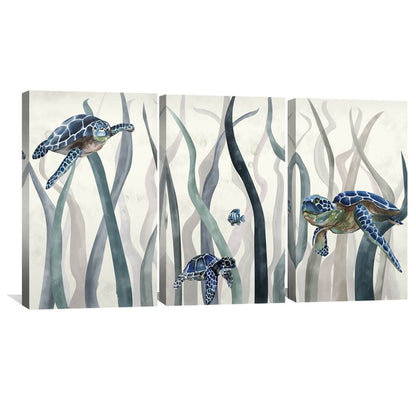 Serene Sea Turtles Oil Painting for Coastal Home Decor