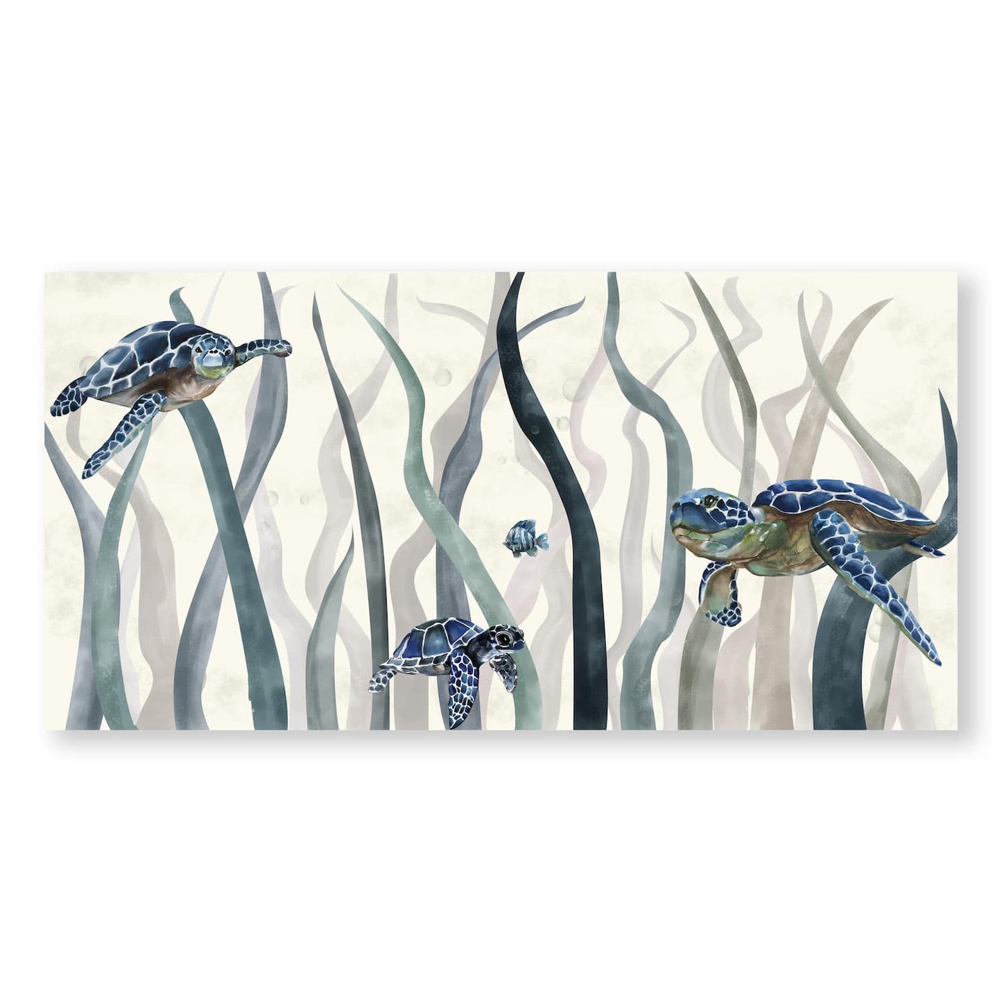 Serene Sea Turtles Oil Painting - Lush Ocean Landscape Wall Art