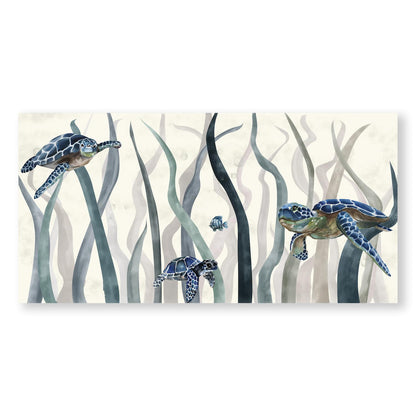 Serene Sea Turtles Oil Painting - Lush Ocean Landscape Wall Art