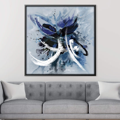 Serene Abstract Blue and White Oil Painting for Modern Home Décor