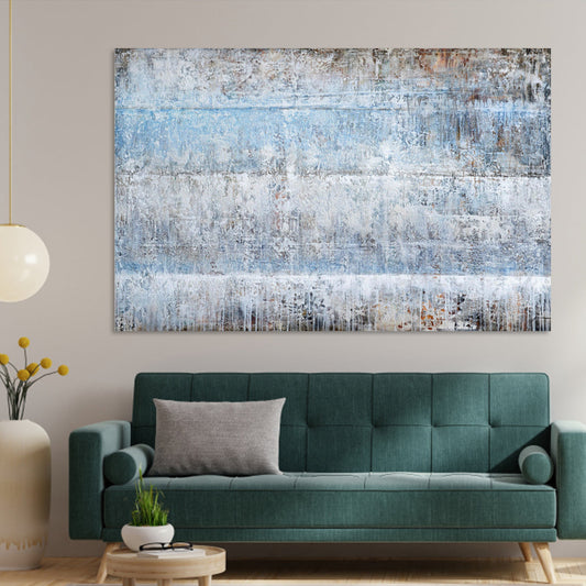 Serene Blue and White Abstract Oil Painting for Modern Home Decor