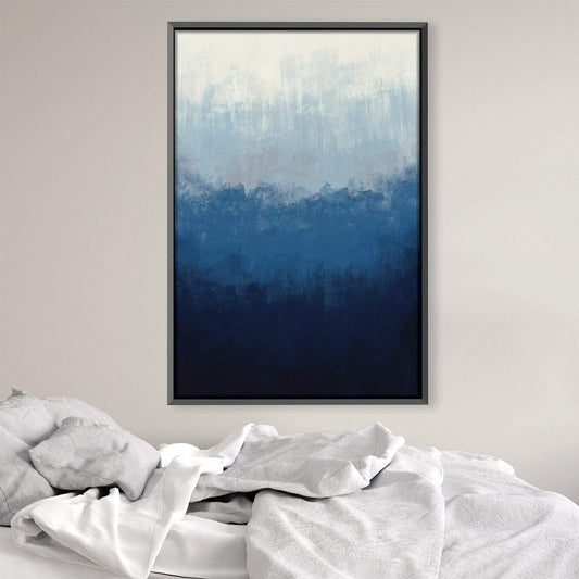 Abstract Blue Gradient Oil Painting for Modern Home Décor