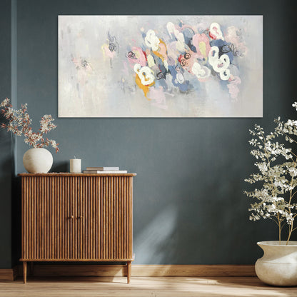 Soft Pastel Floral Abstractions - Modern Oil Painting for Elegant Home Decor