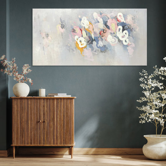 Soft Pastel Floral Abstractions - Modern Oil Painting for Elegant Home Decor