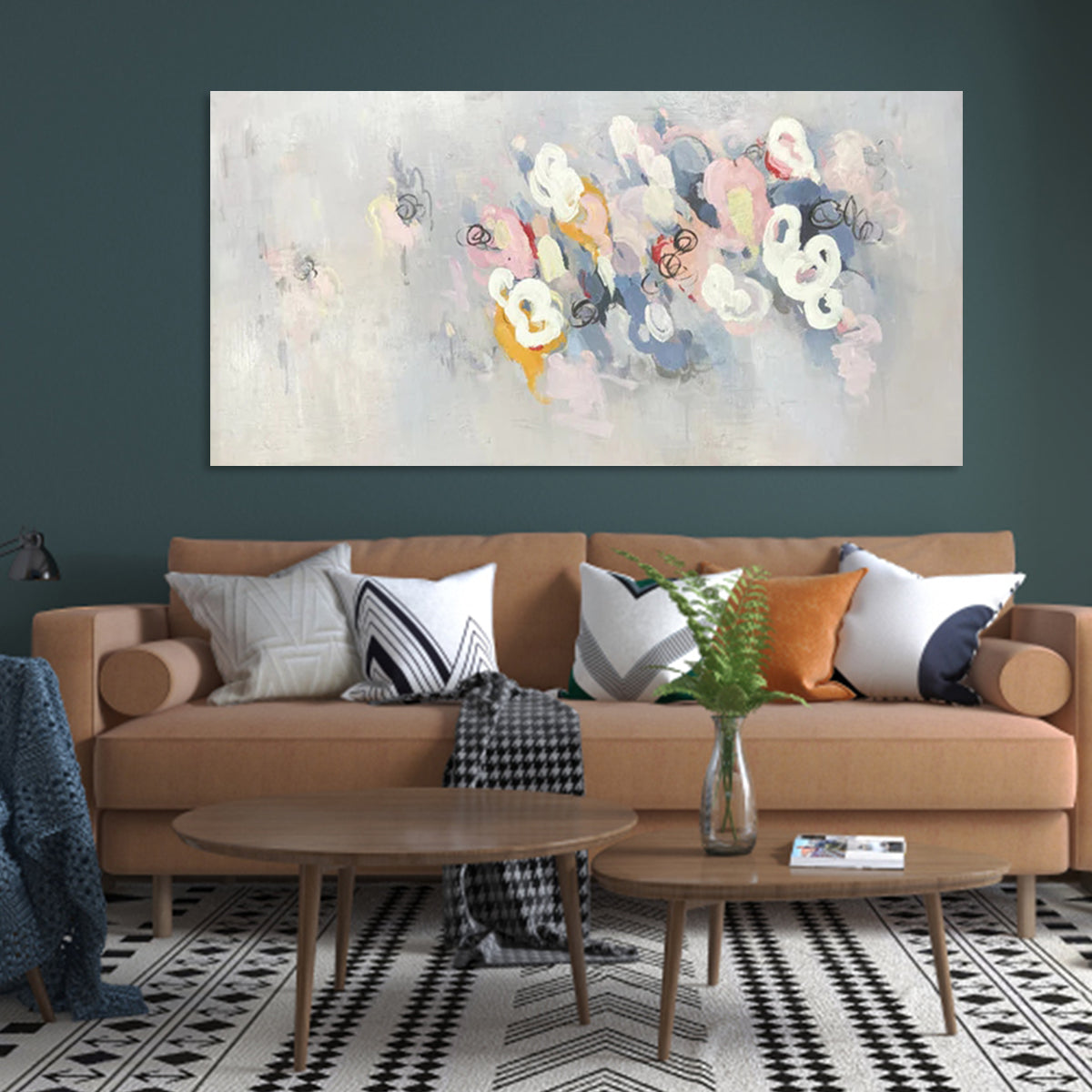 Soft Pastel Floral Abstractions - Modern Oil Painting for Elegant Home Decor
