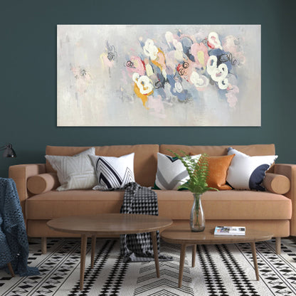 Soft Pastel Floral Abstractions - Modern Oil Painting for Elegant Home Decor