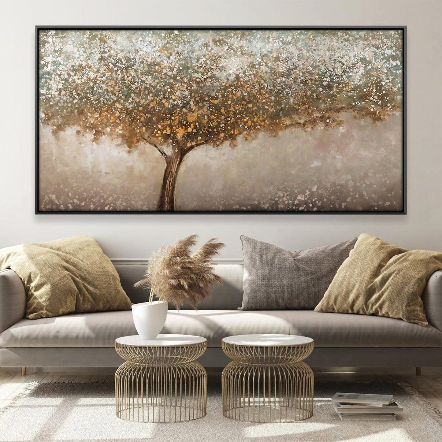 Abstract Golden Tree Oil Painting for Modern Home Décor